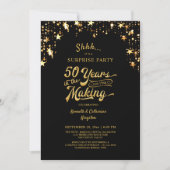 Invitation Fête Surprise pour le 50e Anniversaire Étoiles Dor (Devant)