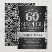Invitation Fête surprise pour le 60e anniversaire - Argent (Devant / Derrière)