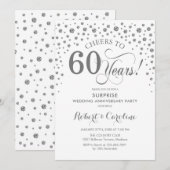 Invitation Fête surprise pour le 60e anniversaire - Argent bl (Devant / Derrière)