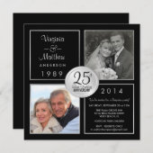 Invitation Fête surprise pour les 25 ans de mariage d'argent (Devant / Derrière)