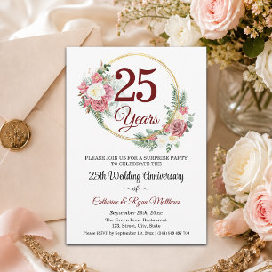 Invitation Fête surprise pour les 25 ans de mariage - Floral