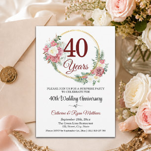 Invitation Fête surprise pour les 40 ans de mariage - Floral