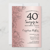 Invitation Fête surprise pour les 40 ans Rose Gold (Devant)