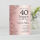 Invitation Fête surprise pour les 40 ans Rose Gold (Debout devant)