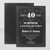 Invitation Fête surprise pour les 40 ans - Tableau noir (Devant / Derrière)