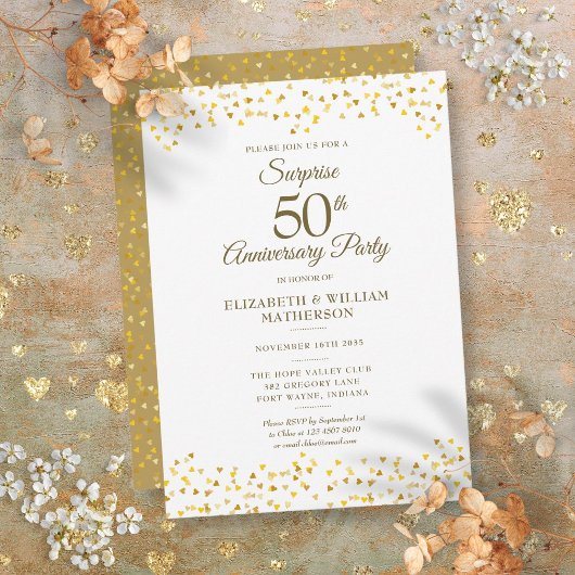 Invitation Fête surprise pour les 50 ans de mariage en or