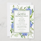 Invitation Fête surprise pour les 60 ans avec des hortensias (Devant)
