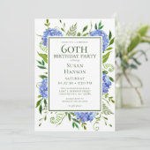 Invitation Fête surprise pour les 60 ans avec des hortensias (Debout devant)
