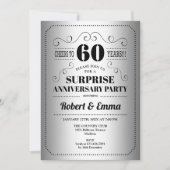 Invitation Fête surprise pour les 60 ans - Noir Argent (Devant)