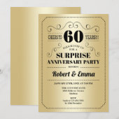 Invitation Fête surprise pour les 60 ans - Or Noir (Devant / Derrière)