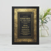 Invitation Fête surprise pour les 65 ans en Or noir (Debout devant)
