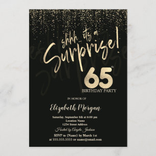 Invitation Fête surprise pour les 65 ans, Or festif