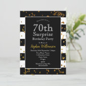 Invitation Fête surprise pour les 70 ans  Noir et Or (Debout devant)