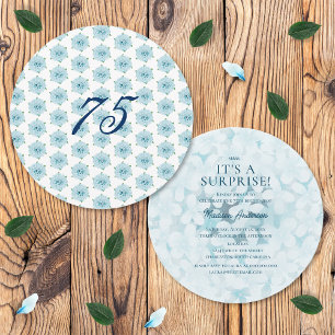 Invitation Fête surprise pour les 75 ans avec des Hortensias