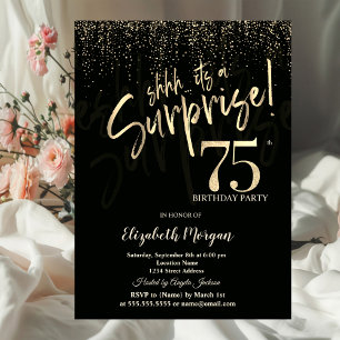 Invitation Fête surprise pour les 75 ans en Or Festif