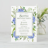 Invitation Fête surprise pour les 80 ans avec des hortensias (Debout devant)