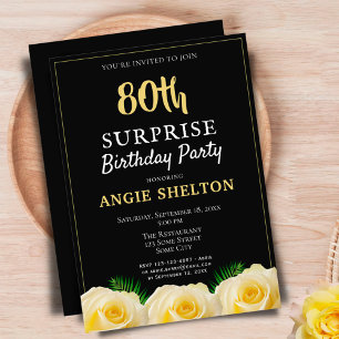 Invitation Fête surprise pour les 80 ans de Yellow Rose