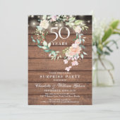 Invitation Fête surprise rustique 50e anniversaire floral (Debout devant)