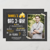 Invitation Fête Surprise Salutations et bières anniversaire 3 (Devant / Derrière)