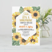Invitation Fête surprise tournesol pour couples (Debout devant)