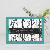 Invitation Fête surprise toutes occasions sarcelle et noir (Debout devant)