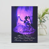 INVITATION FÊTE SWEET16, DOMMASQUE BLEU BLEU ROSE (Debout devant)