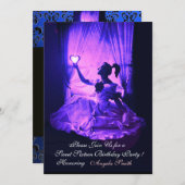 INVITATION FÊTE SWEET16, DOMMASQUE BLEU BLEU ROSE (Devant / Derrière)