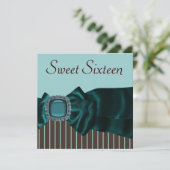 Invitation Fête Sweet 16 Bleu Canard Brun (Debout devant)