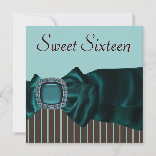 Invitation Fête Sweet 16 Bleu Canard Brun (Devant)