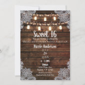 Invitation Fête Sweet 16 en bois de grange rustique et pots M (Devant)