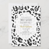 Invitation Fête Sweet 16 Guépard noir et blanc léopard (Devant)