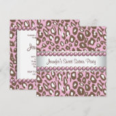 Invitation Fête Sweet 16 Léopard Rose Marron (Devant / Derrière)
