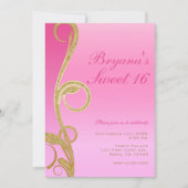 Invitation Fête Sweet 16 Moderne Chic Glamour Rose & Or (Devant)
