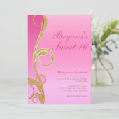 Invitation Fête Sweet 16 Moderne Chic Glamour Rose & Or (Debout devant)