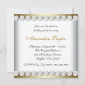 Invitation Fête Sweet 16 Noir Blanc Or Léopard (Dos)
