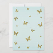 Invitation Fête Sweet 16 Papillon Pailleté Bleu et Or (Dos)