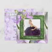 Invitation Fête Sweet 16 Papillon Vert Violet (Devant / Derrière)