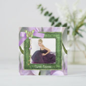 Invitation Fête Sweet 16 Papillon Vert Violet (Debout devant)