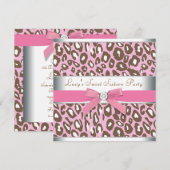 Invitation Fête Sweet 16 Pink Leopard (Devant / Derrière)