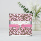 Invitation Fête Sweet 16 Pink Leopard (Debout devant)