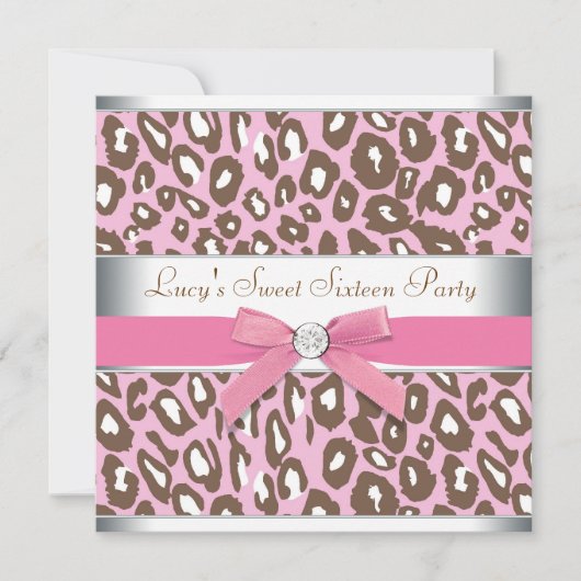Invitation Fête Sweet 16 Pink Leopard (Devant)