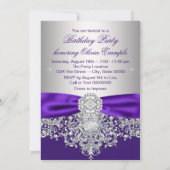 Invitation Fête Sweet 16 Purple Diamond (Dos)