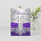 Invitation Fête Sweet 16 Purple Diamond Violet (Debout devant)