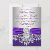 Invitation Fête Sweet 16 Purple Diamond Violet (Dos)