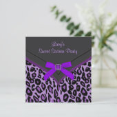 Invitation Fête Sweet 16 Purple Léopard (Debout devant)