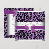 Invitation Fête Sweet 16 Purple Leopard (Devant / Derrière)