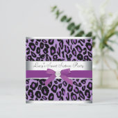 Invitation Fête Sweet 16 Purple Leopard (Debout devant)