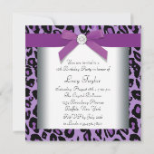 Invitation Fête Sweet 16 Purple Leopard (Dos)