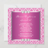 Invitation Fête Sweet 16 Rose Chaud Damasqué (Dos)