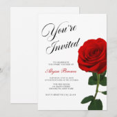 Invitation Fête Sweet 16 Rose Rouge  (Devant / Derrière)